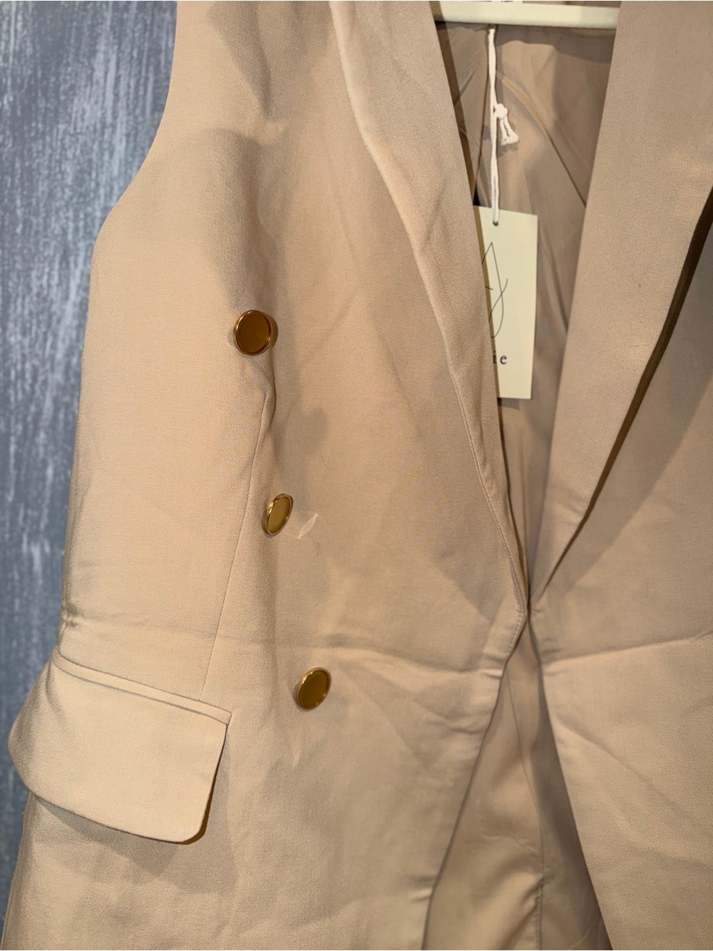 Joie Beige Double-Breasted Longline Blazer Vest Size M NWT - Picture 3 of 5